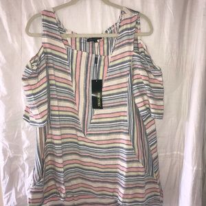 NWT For Cynthia Striped Open Shoulder Top XL